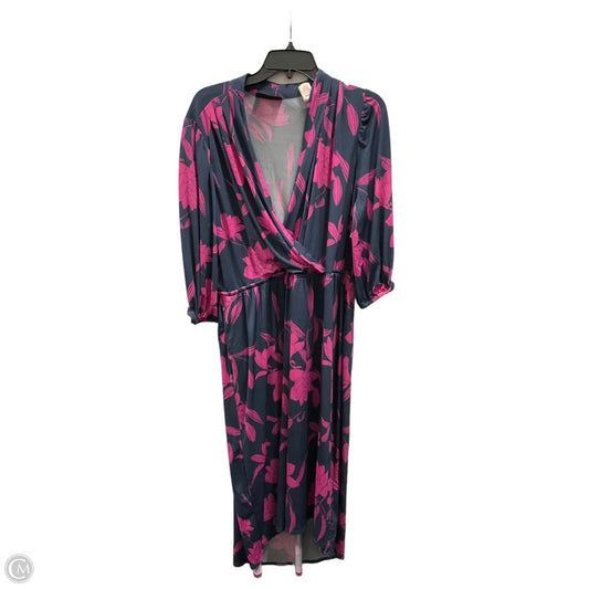 Dress Casual Midi By Lane Bryant In Blue & Pink, Size: 2x