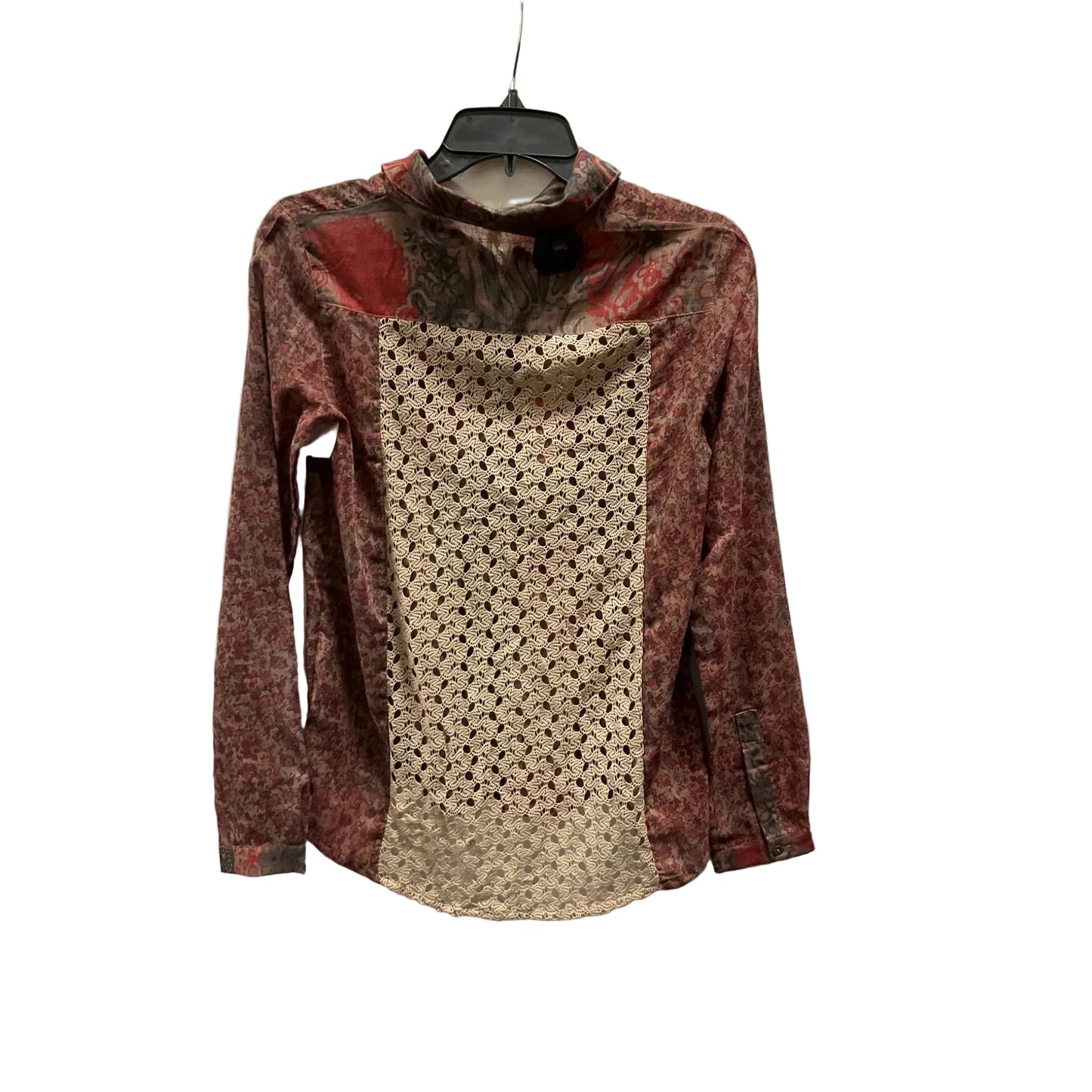 Blouse Long Sleeve By Mystree In Red & Tan, Size: S