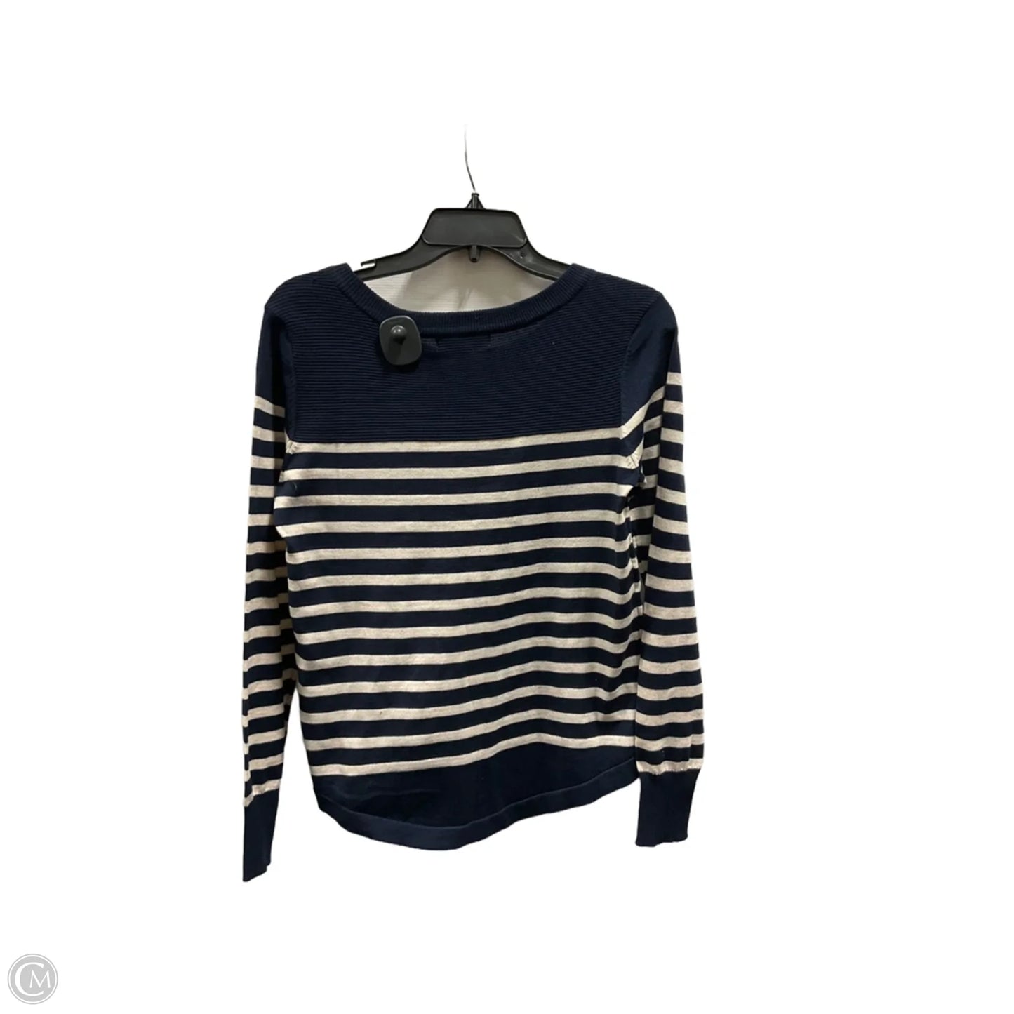Top Long Sleeve By Liz Claiborne In Blue & Cream, Size: Xs