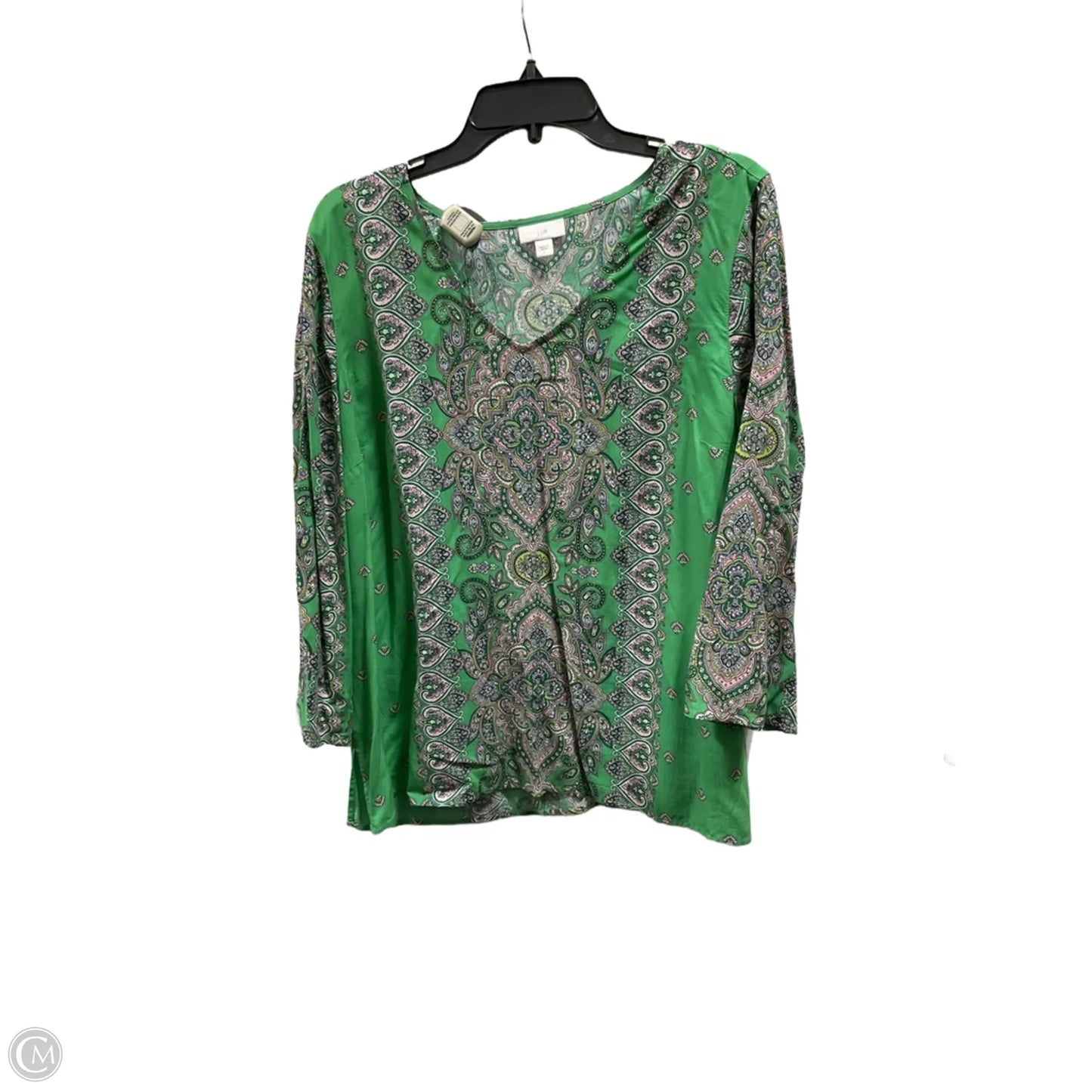 Top 3/4 Sleeve By J. Jill In Green & Pink, Size: L