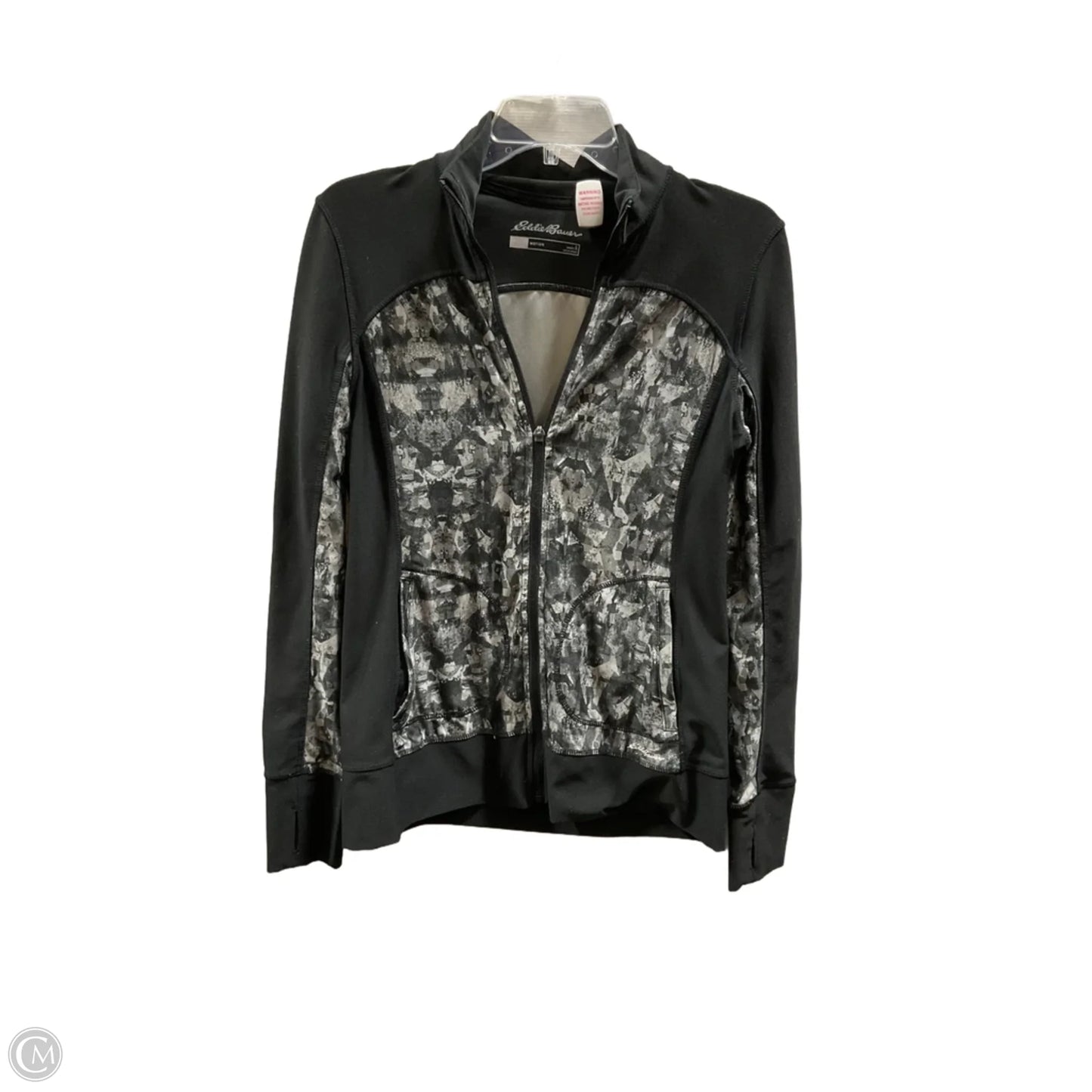 Athletic Jacket By Eddie Bauer In Black & Grey, Size: S