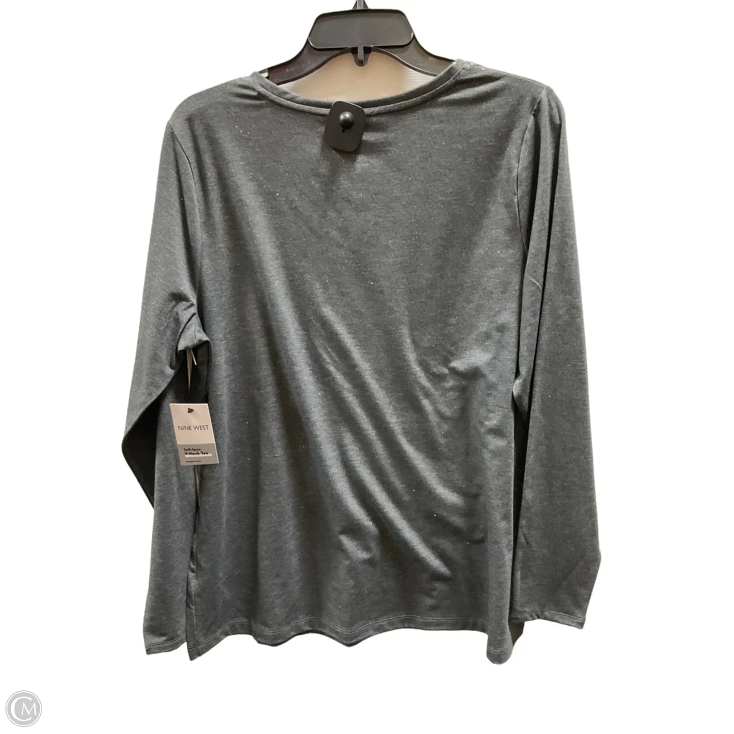 Top Long Sleeve By Nine West Apparel In Gold & Grey, Size: 1x