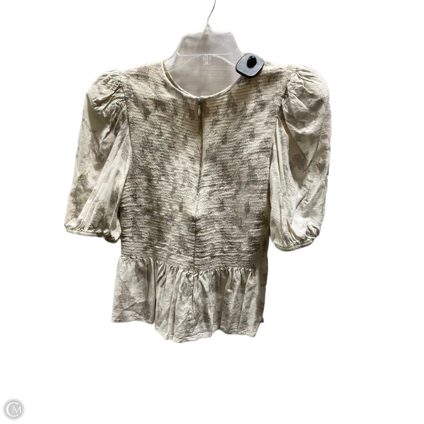 Top Short Sleeve By Express In Cream & Grey, Size: M