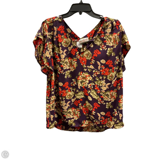 Top Short Sleeve By Cabi In Purple & Red, Size: M