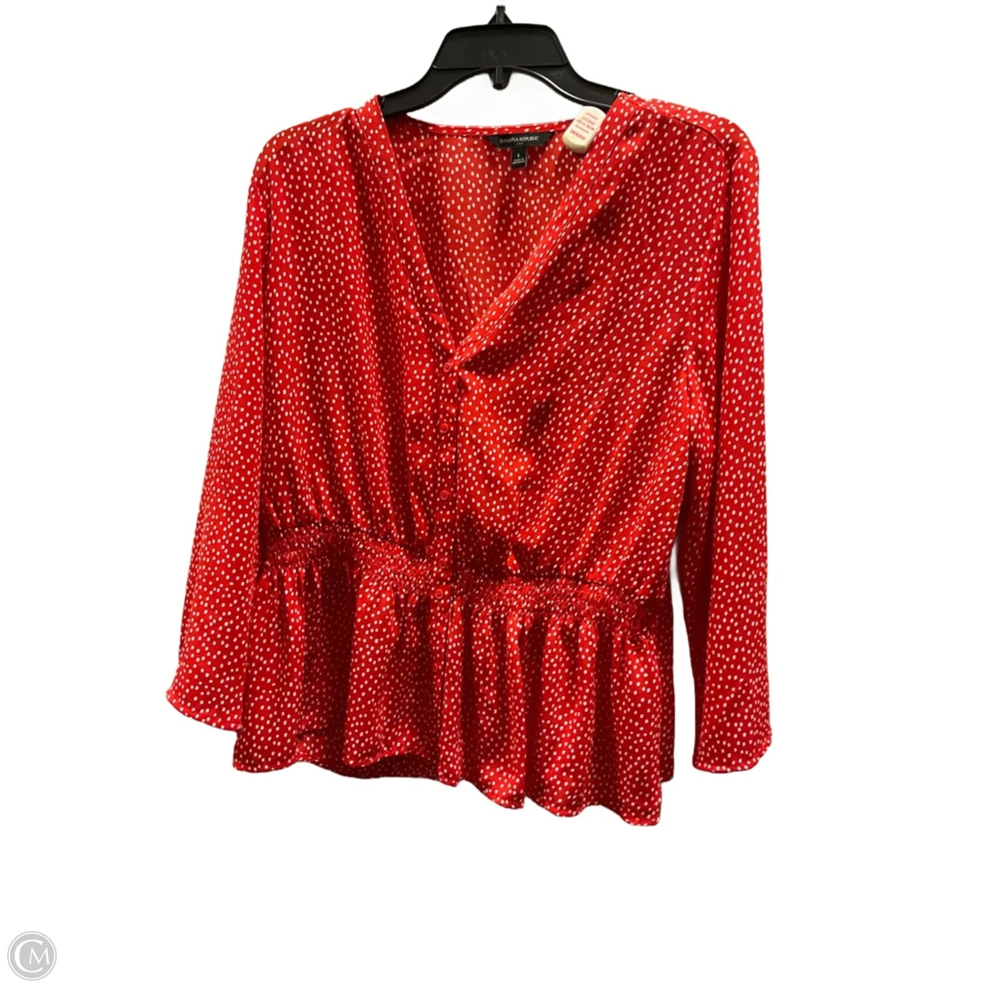 Top Long Sleeve By Banana Republic In Polkadot Pattern, Size: L