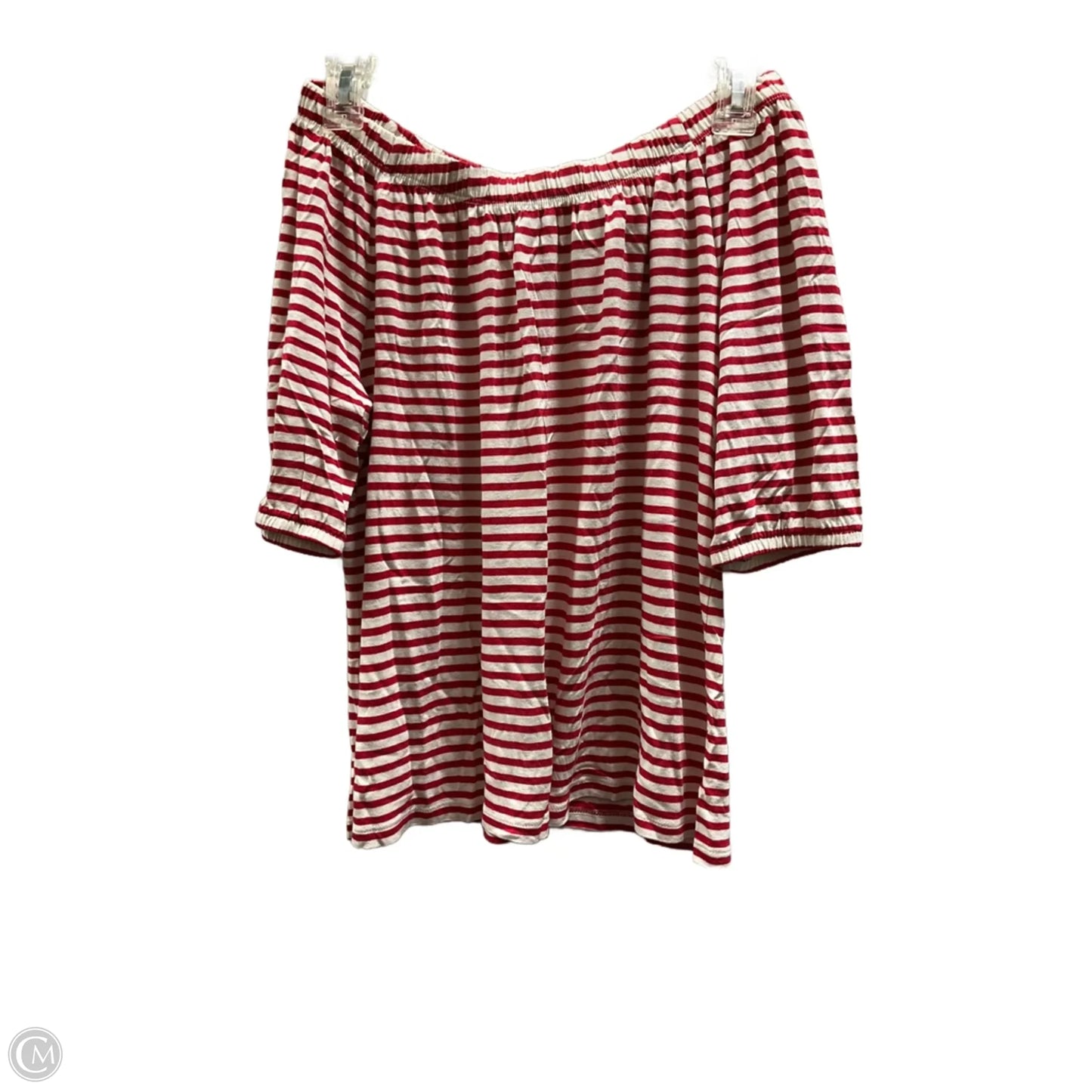 Top Short Sleeve By Talbots In Red & White, Size: M