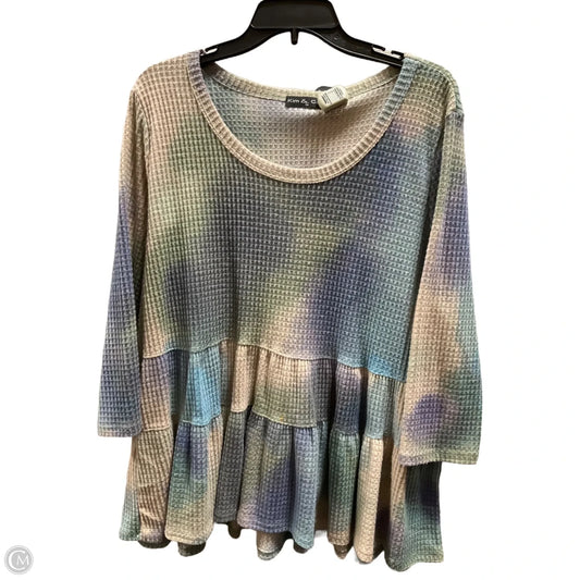 Top Long Sleeve By Kim & Cami In Green & Purple, Size: 1x
