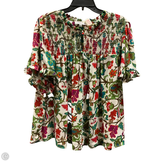 Top Short Sleeve By Rose And Olive In Tropical Print, Size: 2x