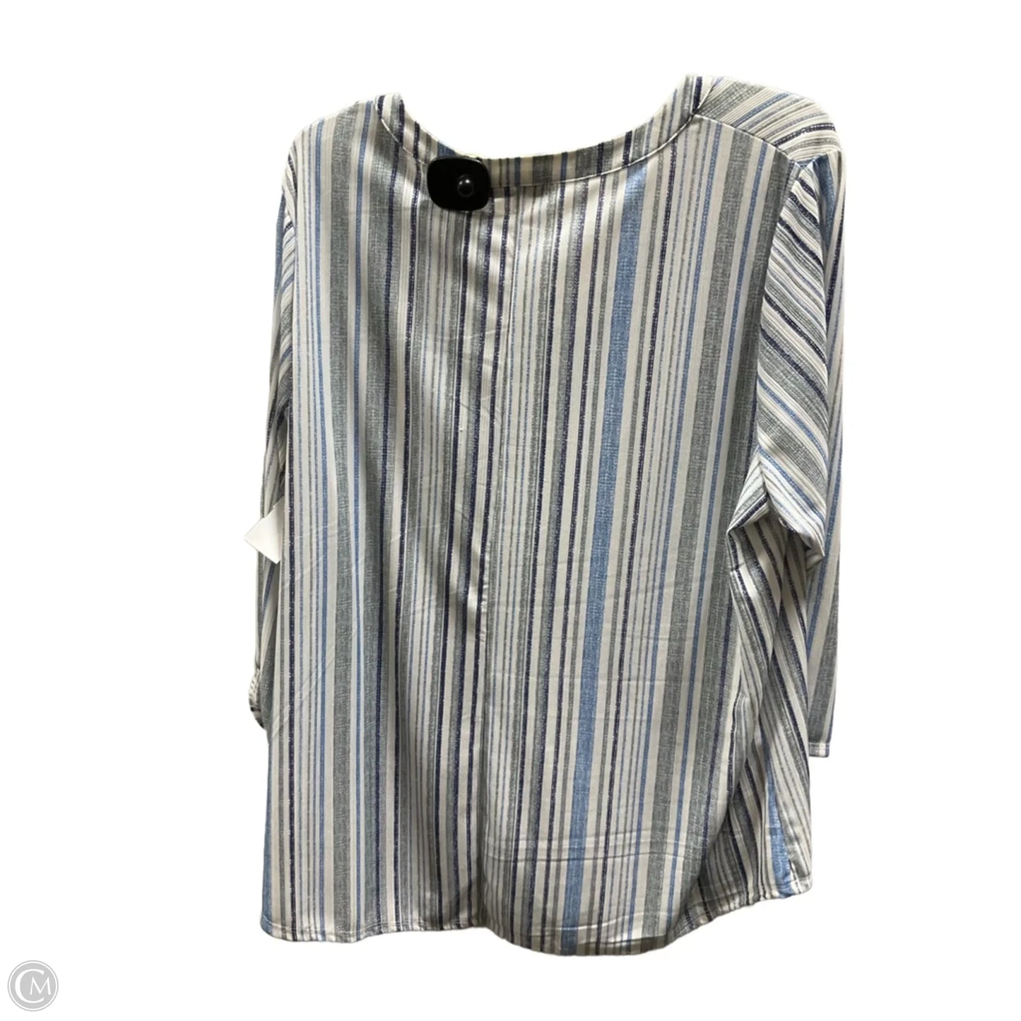 Top 3/4 Sleeve By Cure In Blue & White, Size: 2x