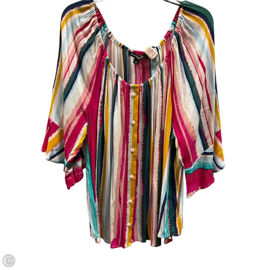 Top 3/4 Sleeve By Zac And Rachel In Striped Pattern, Size: 2x