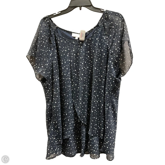 Top Short Sleeve By Clothes Mentor In Blue & White, Size: 3x