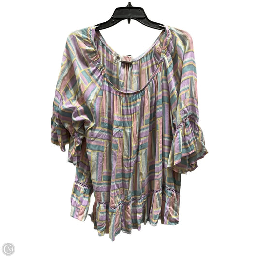 Top 3/4 Sleeve By Fever In Purple & Yellow, Size: Xl