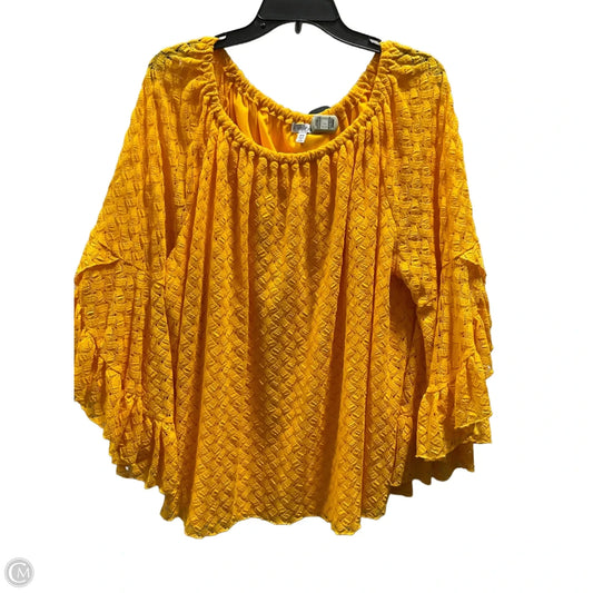 Top 3/4 Sleeve By Fever In Yellow, Size: 2x