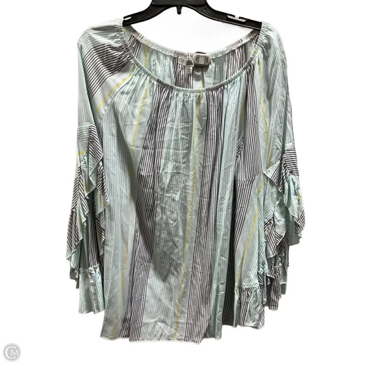 Top 3/4 Sleeve By Fever In Green & Yellow, Size: Xl