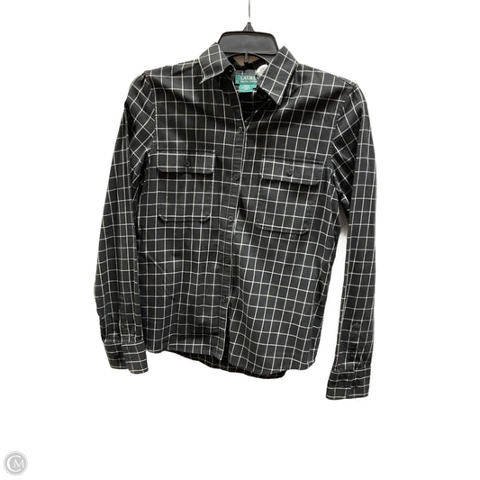 Blouse Long Sleeve By Lauren By Ralph Lauren In Black & White, Size: S