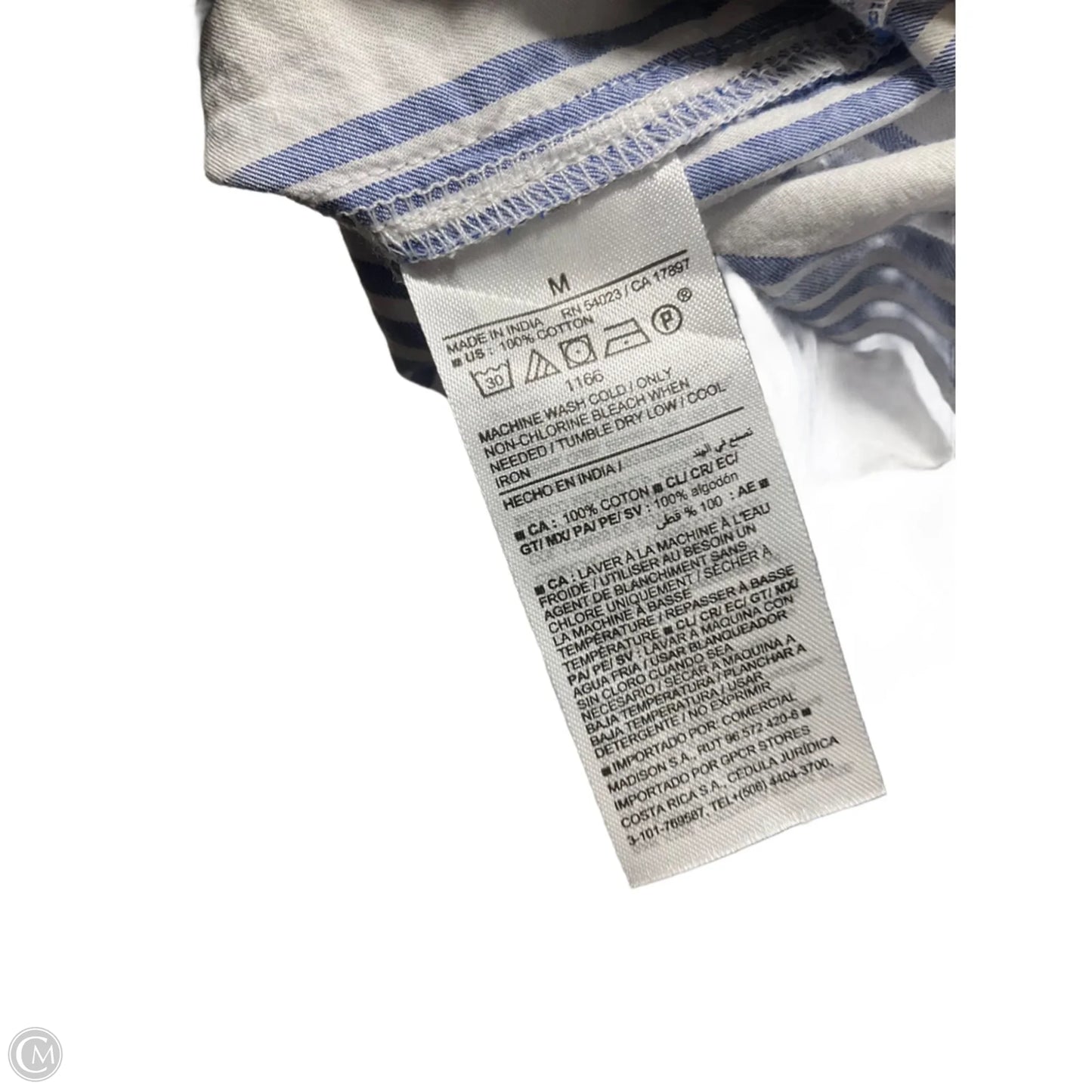 Top Long Sleeve By Old Navy In Blue & White, Size: M