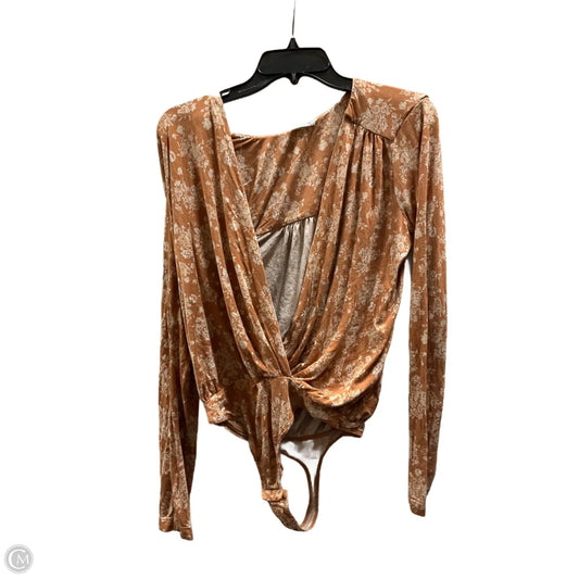 Top Long Sleeve By Free People In Orange & White, Size: M