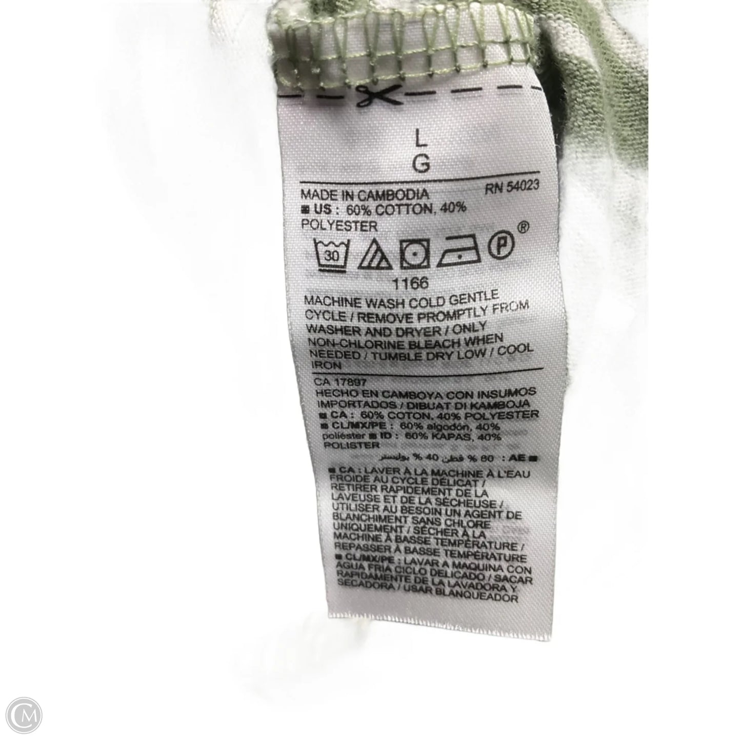 Top Long Sleeve By Old Navy In Green & White, Size: L