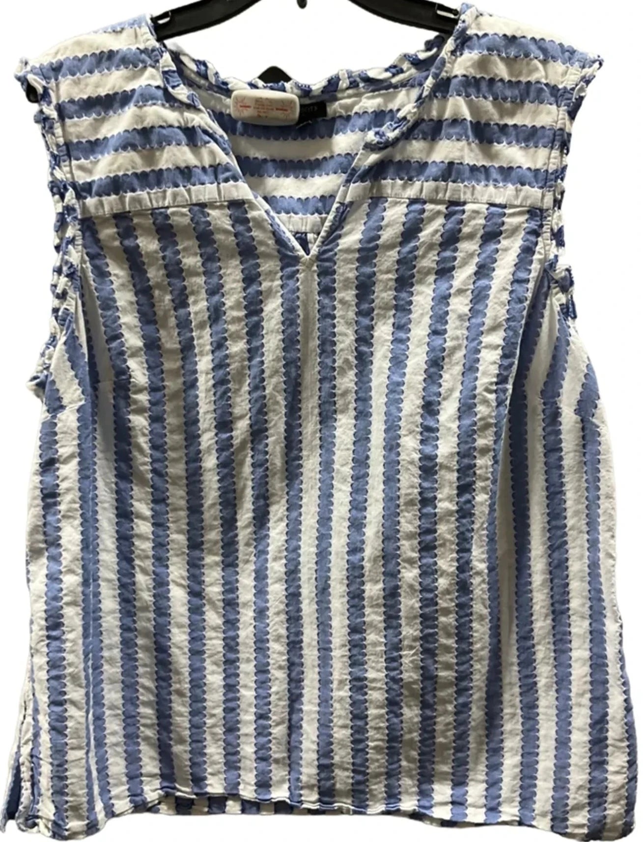 Top Sleeveless By Talbots In Blue & White, Size: 2x