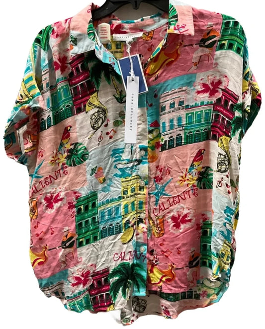 Top Short Sleeve By Jane And Delancey In Tropical Print, Size: L