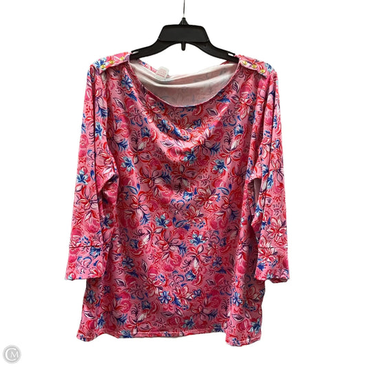 Top Long Sleeve By Stella Parker In Blue & Pink, Size: Xl
