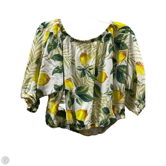 Top Short Sleeve By Melloday In Green & White, Size: Xl