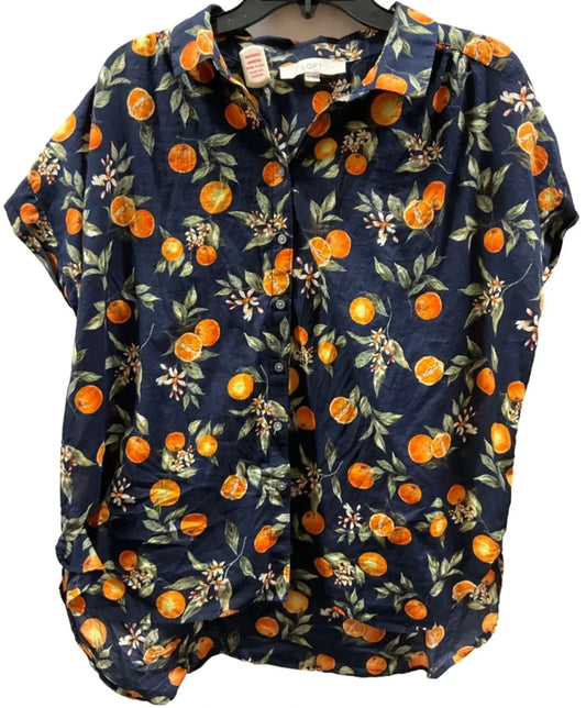 Top Short Sleeve By Loft In Blue & Orange, Size: Xl