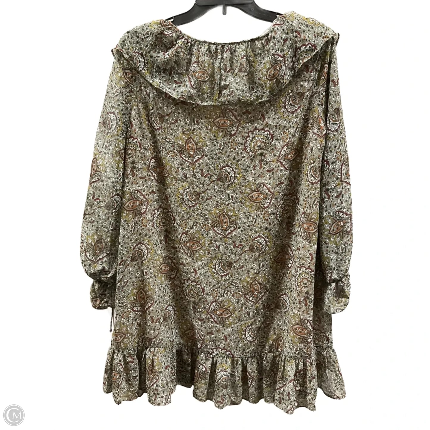 Tunic Long Sleeve By Zara In Green & Yellow, Size: L