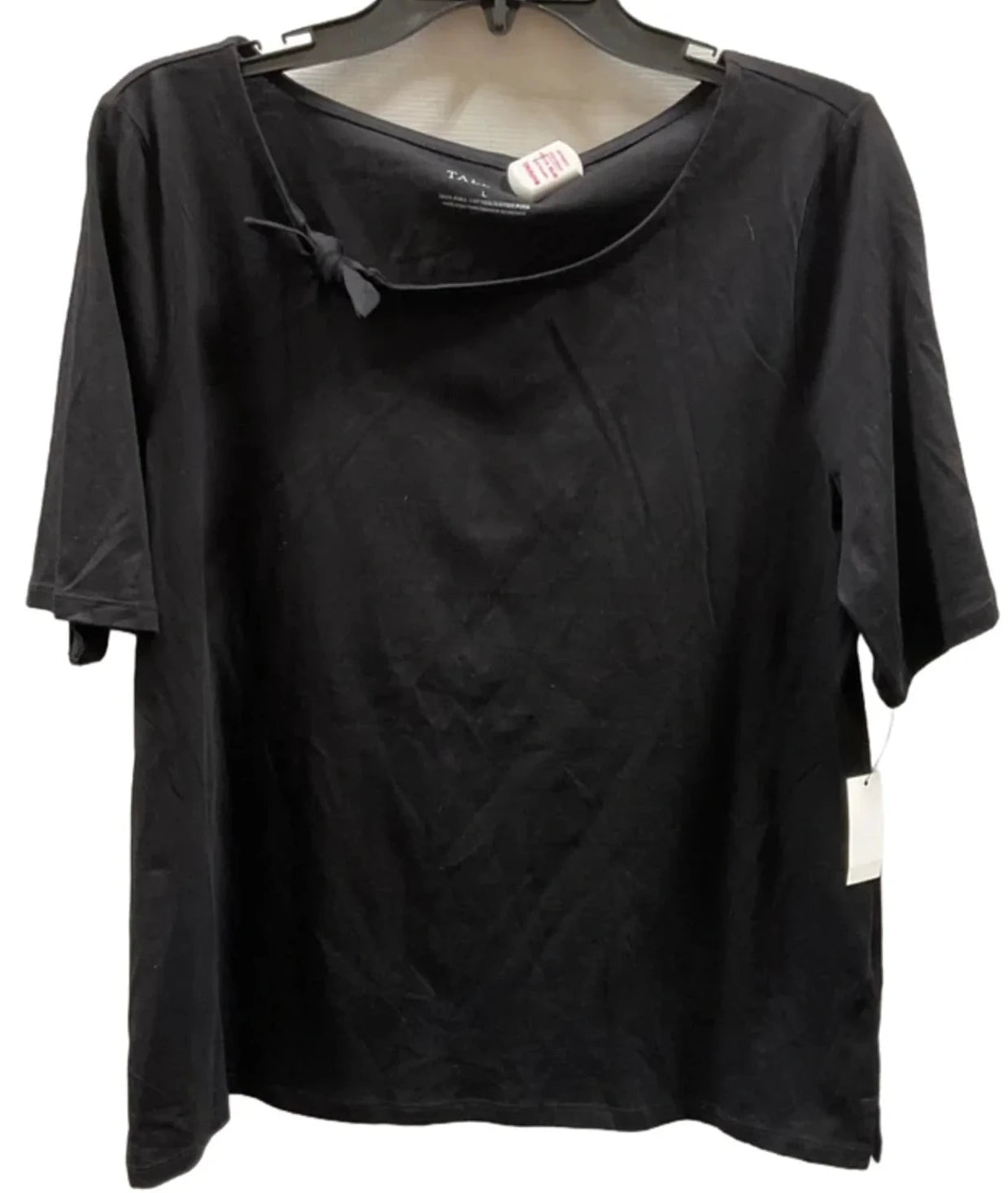 Top Short Sleeve Basic By Talbots In Black, Size: L