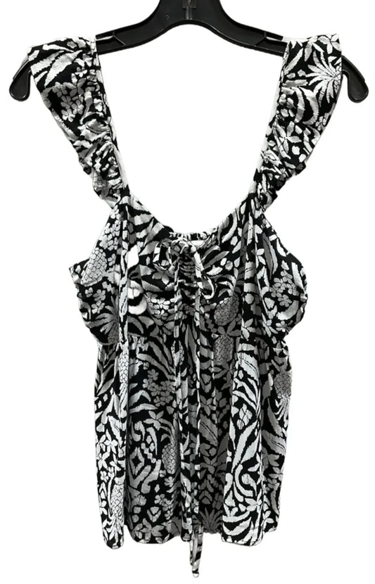 Top Sleeveless By Loft In Black & White, Size: S