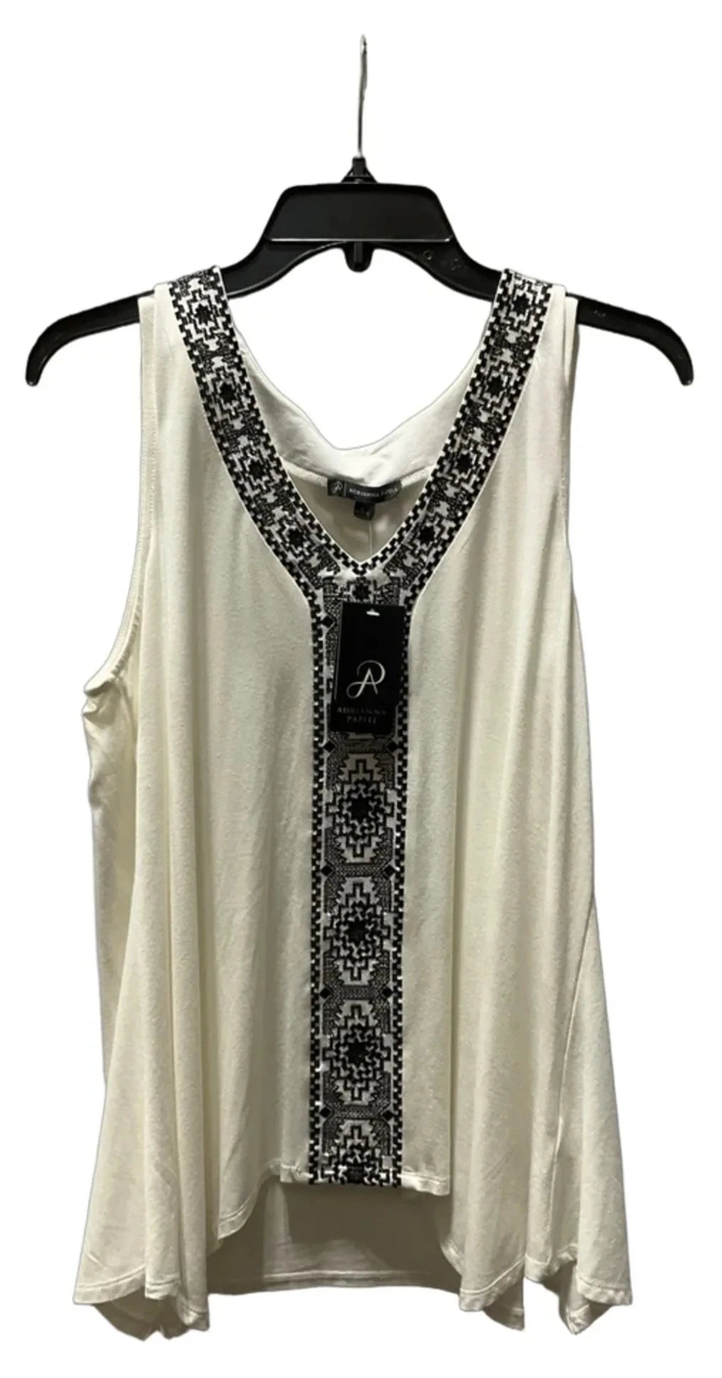 Top Sleeveless Basic By Adrianna Papell In Black & Cream, Size: L