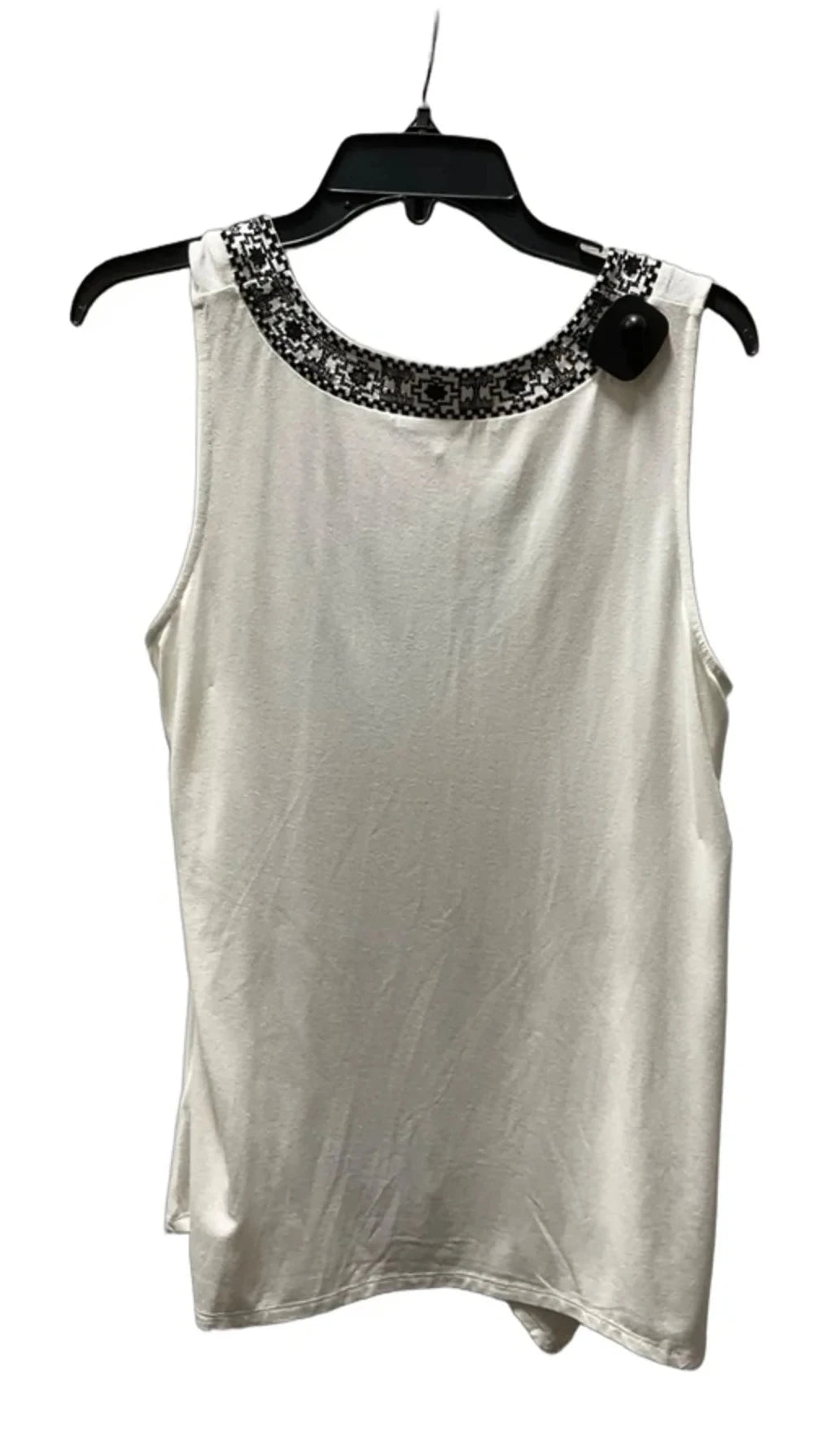 Top Sleeveless Basic By Adrianna Papell In Black & Cream, Size: L