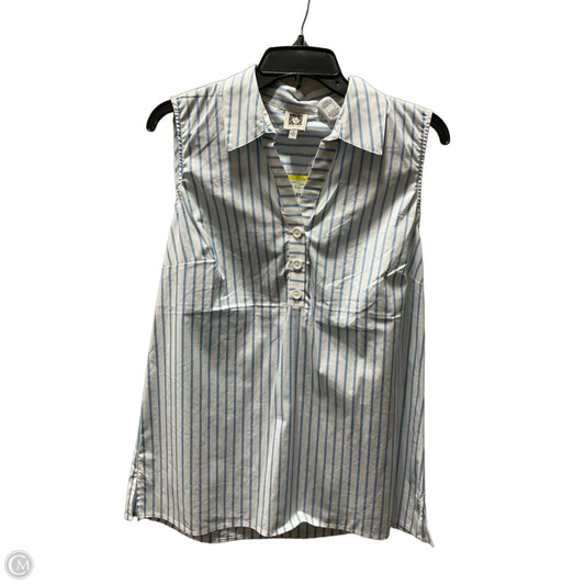 Blouse Sleeveless By Anne Klein In Blue & White, Size: M