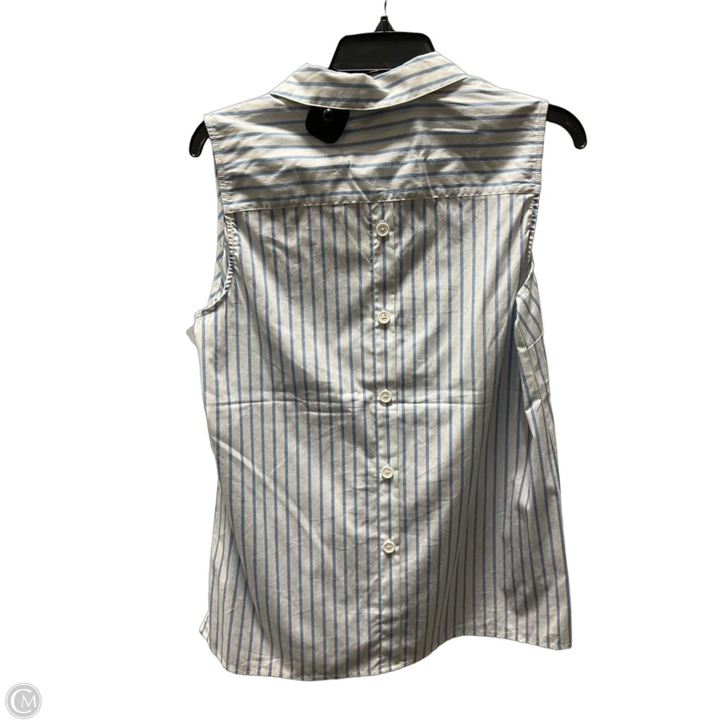 Blouse Sleeveless By Anne Klein In Blue & White, Size: M