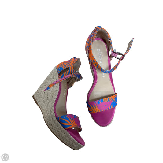 Sandals Heels Platform By Gianni Bini In Orange & Pink, Size: 7