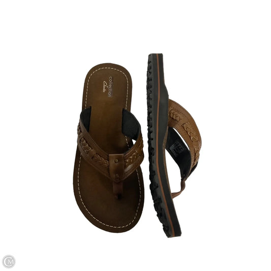 Sandals Flip Flops By Clarks In Brown, Size: 8
