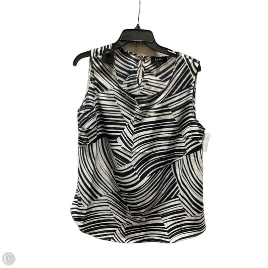 Top Sleeveless By Dkny In Blue & White, Size: L