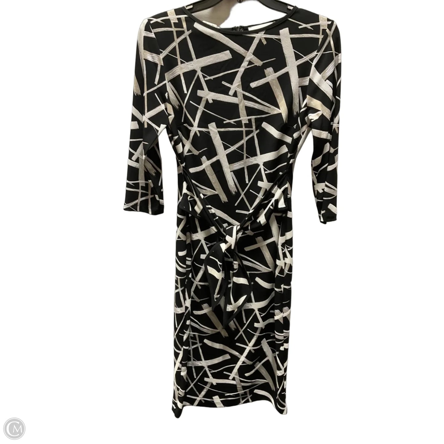 Dress Casual Midi By Joseph Ribkoff In Black & Cream, Size: 6