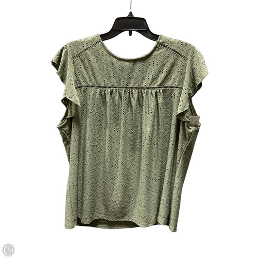 Top Short Sleeve By Adrianna Papell In Green, Size: Xxl