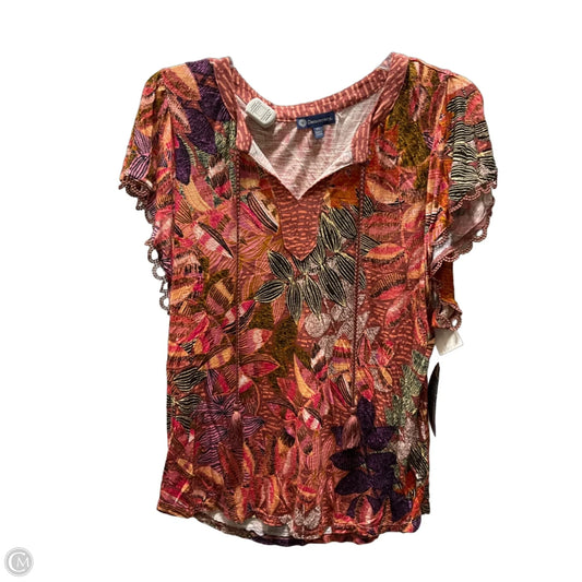 Top Short Sleeve By Democracy In Tropical Print, Size: Xl