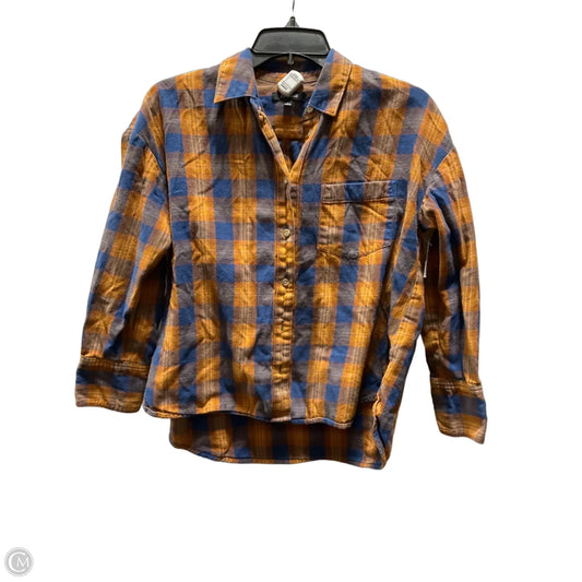 Blouse Long Sleeve By Madewell In Blue & Orange, Size: S
