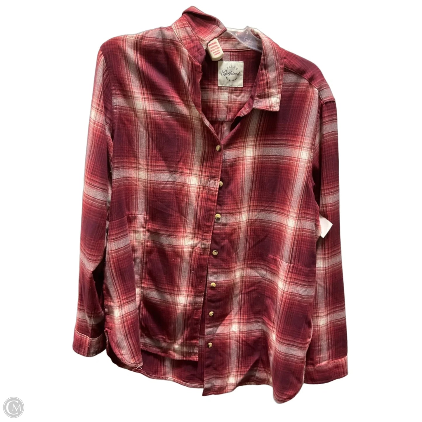 Blouse Long Sleeve By Jachs Girlfirend In Orange & Red, Size: L