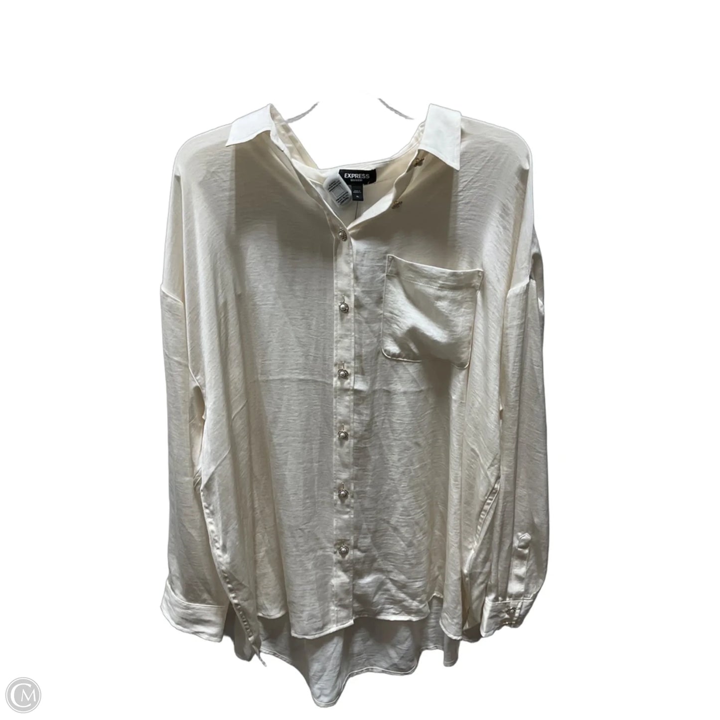 Blouse Long Sleeve By Express In Cream, Size: Xl