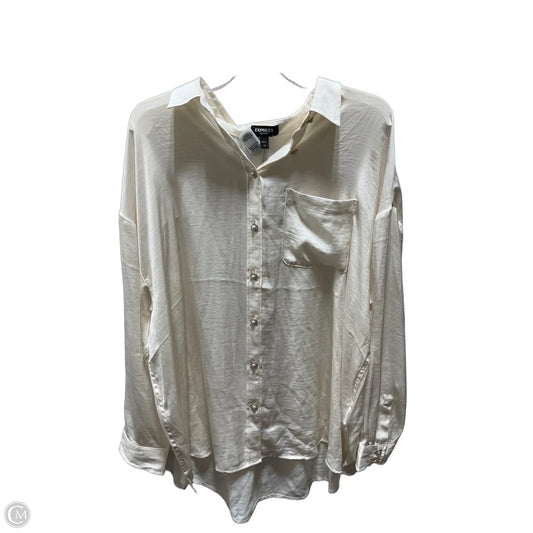 Blouse Long Sleeve By Express In Cream, Size: Xl
