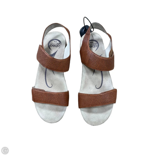 Sandals Heels Wedge By Abeo In Brown, Size: 9