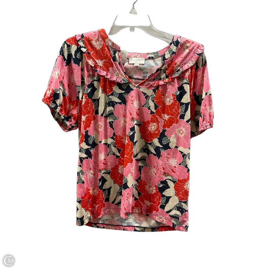 Top Short Sleeve By Loft In Floral Print, Size: M