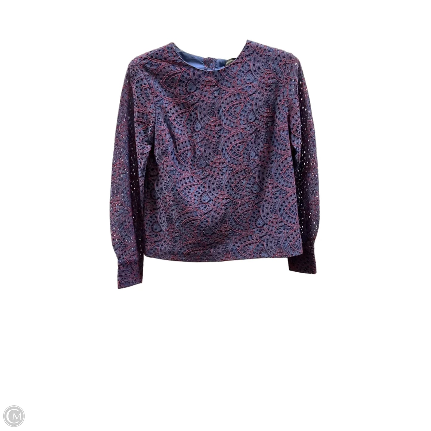 Top Long Sleeve By Banana Republic In Blue & Red, Size: Xs