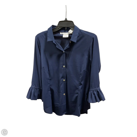 Blouse 3/4 Sleeve By Gretchen Scott In Blue, Size: M