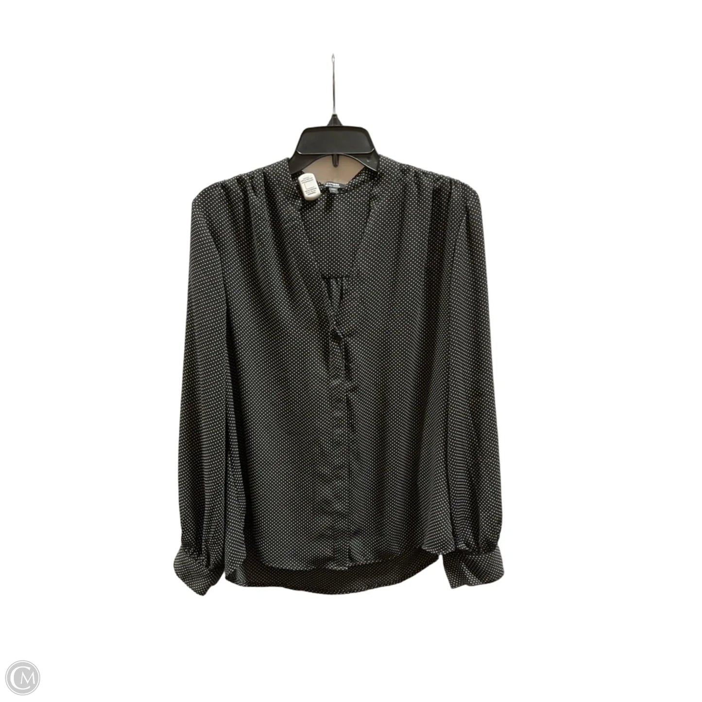 Blouse Long Sleeve By Express In Polkadot Pattern, Size: L