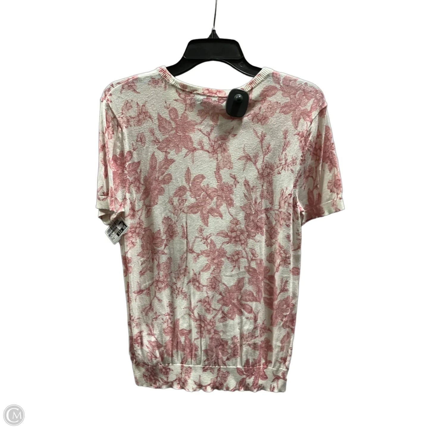 Top Short Sleeve By Lauren By Ralph Lauren In Pink & White, Size: M